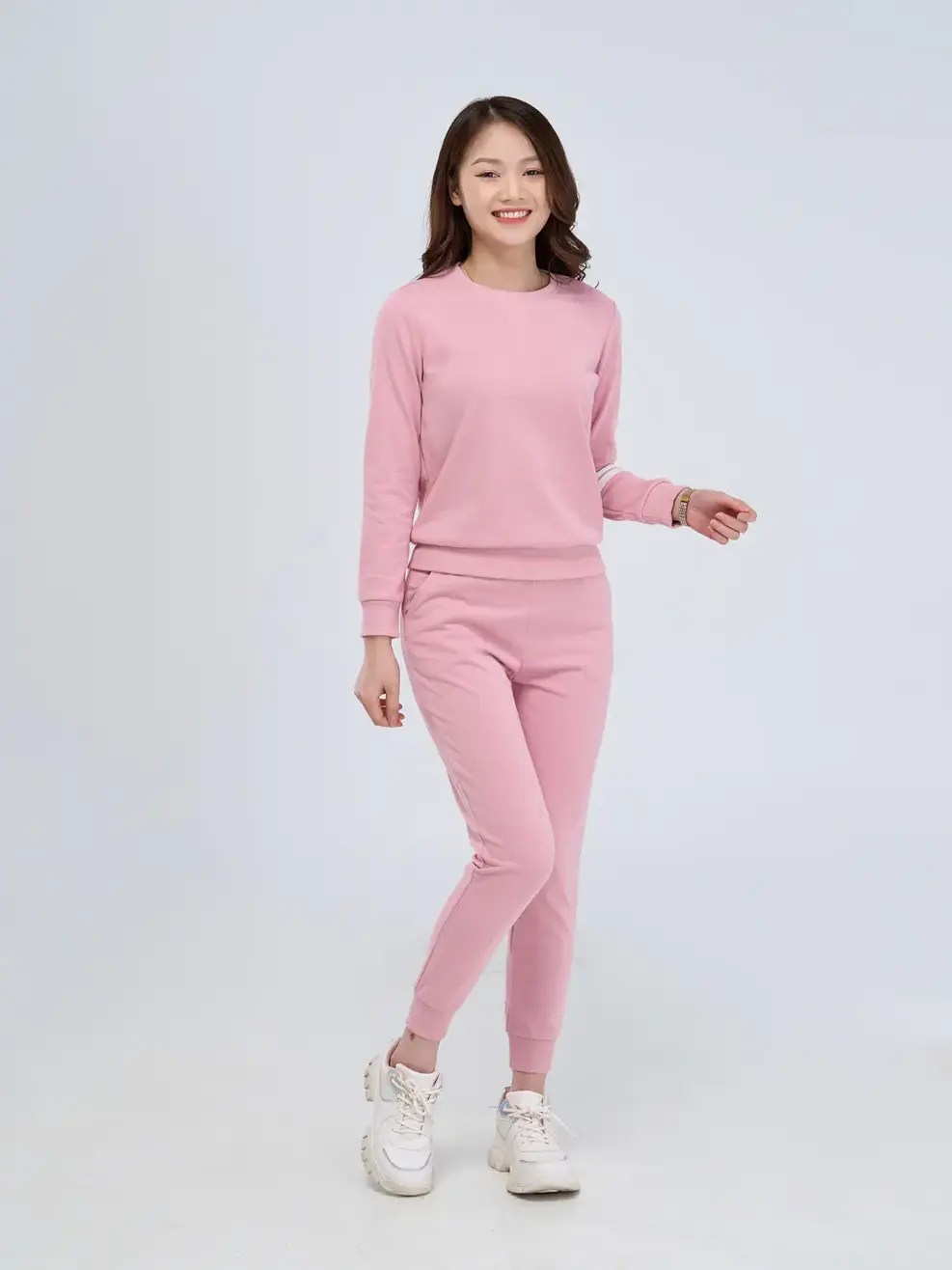 Bộ da cá phối bo - Hồng - L