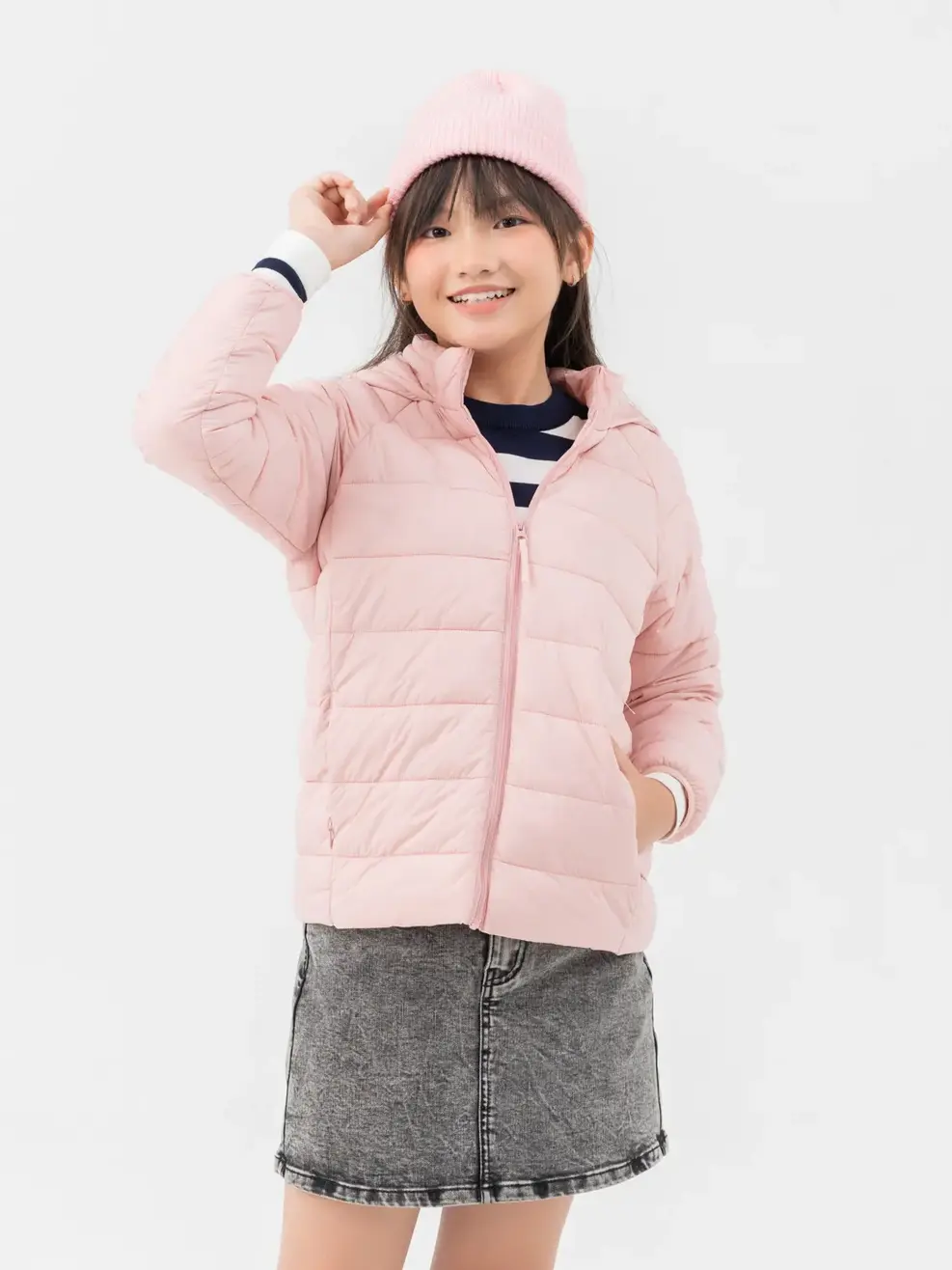 Áo Phao Trẻ Em 3S Siêu Nhẹ Tay Raglan  - Hồng cam - 2