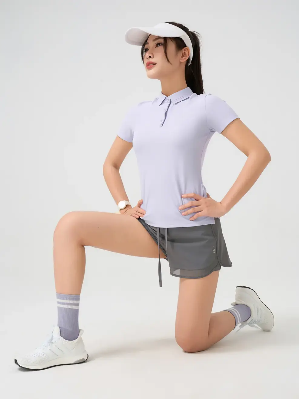 Áo Polo Nữ Airycool Ép Seam Lá Cổ Laser - Màu tím 002 - XS