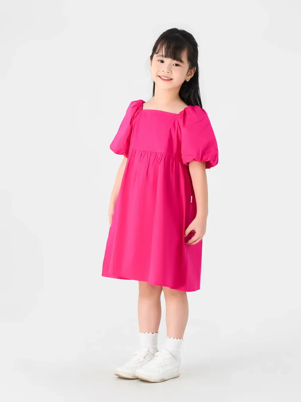 Đầm Kid Tay Bồng - Hồng - 2-3