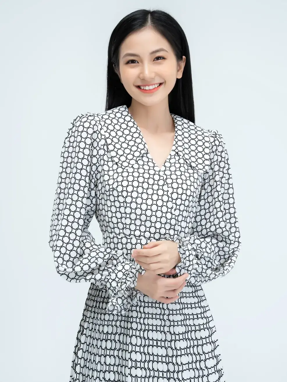 Đầm cổ bản tròn - Trắng - L