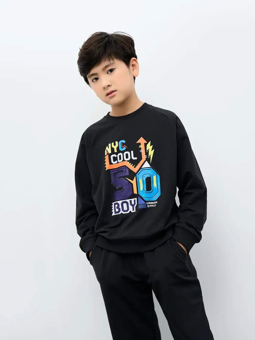 Bộ đồ kid lớn in Yody cool - Đen - 10