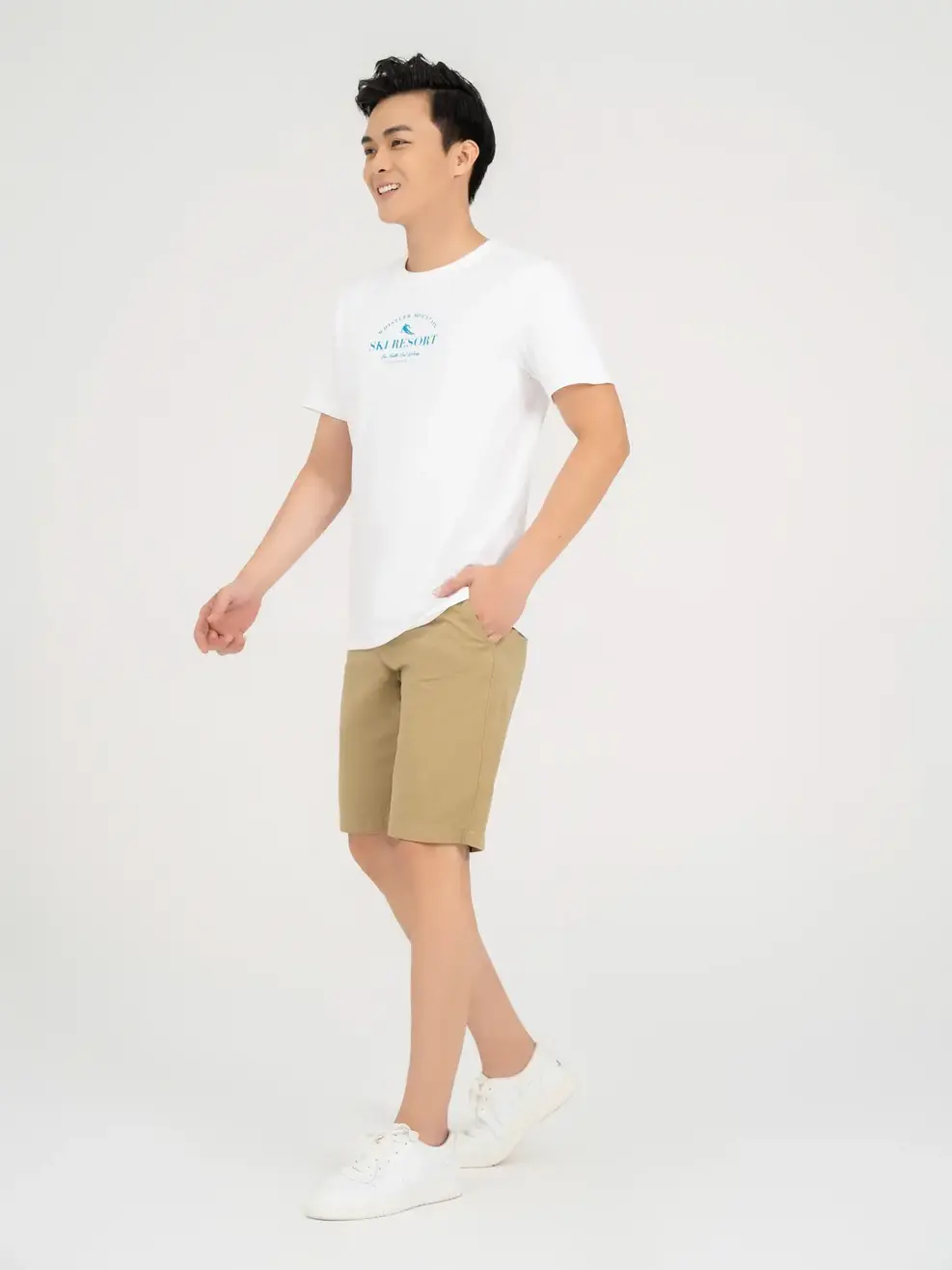 Áo thun nam in Skiresort - Trắng - M