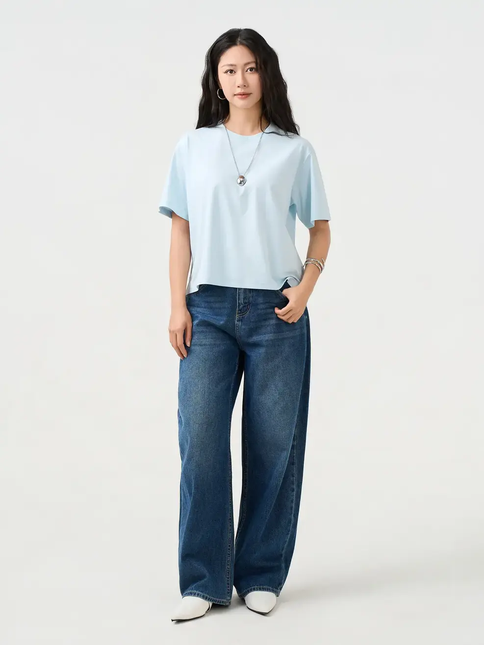 Áo Phông Nữ Boxy - BLUE 018 - XS