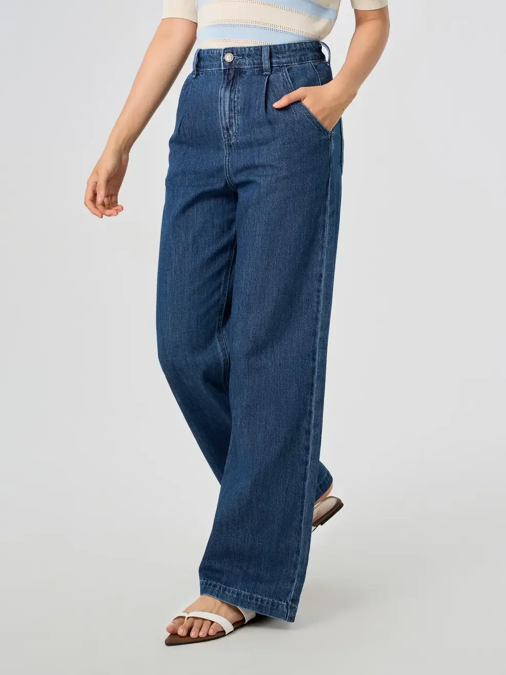 Quần Jeans Ống Suông Cạp Chun Mỏng Nhẹ - Màu chàm 001 - 26