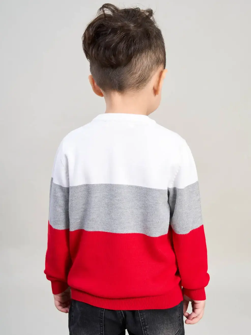 Áo len kid phối ngang - Đỏ phối ghi trắng - 10