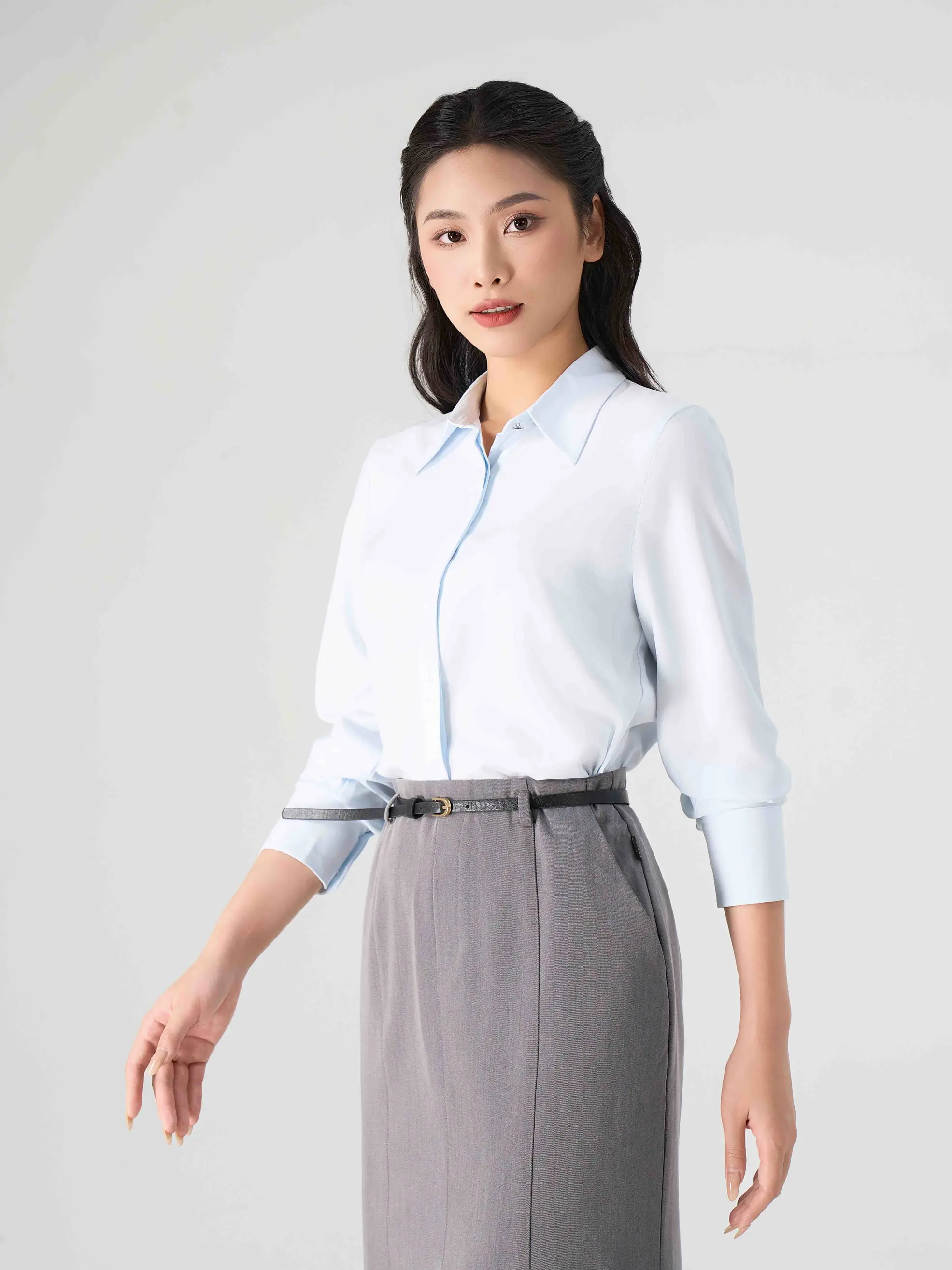 Sơ Mi Dài Tay Nữ Nano Thêu Nẹp