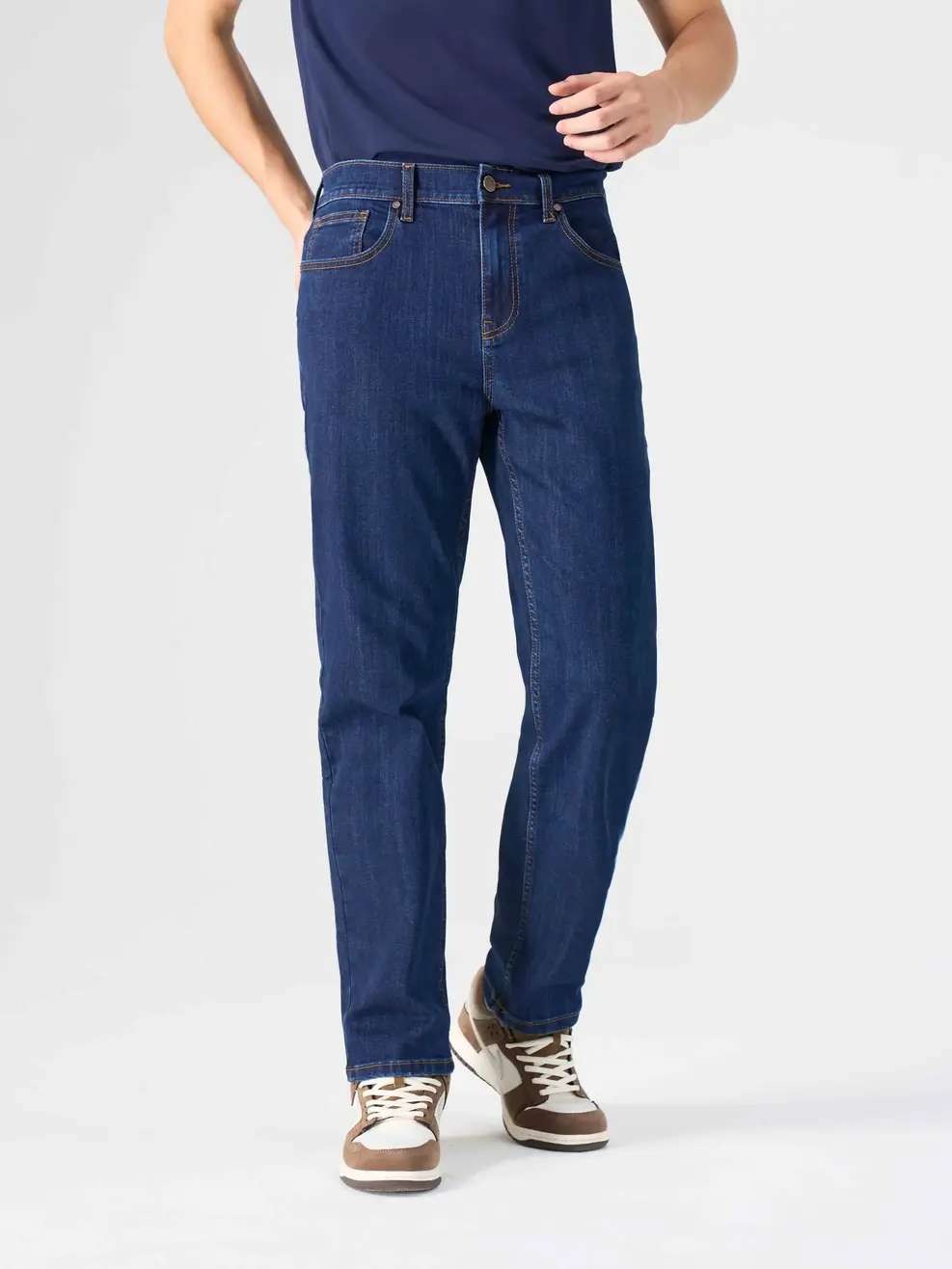 Quần Jeans Nam Regular Scafe Thêu Túi - Xanh đậm - 28