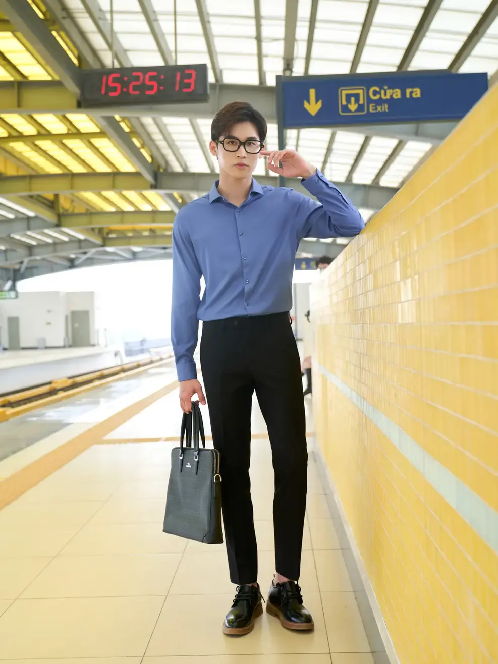 Sơ mi nano dài tay quốc dân - Xanh đậm - 3XL