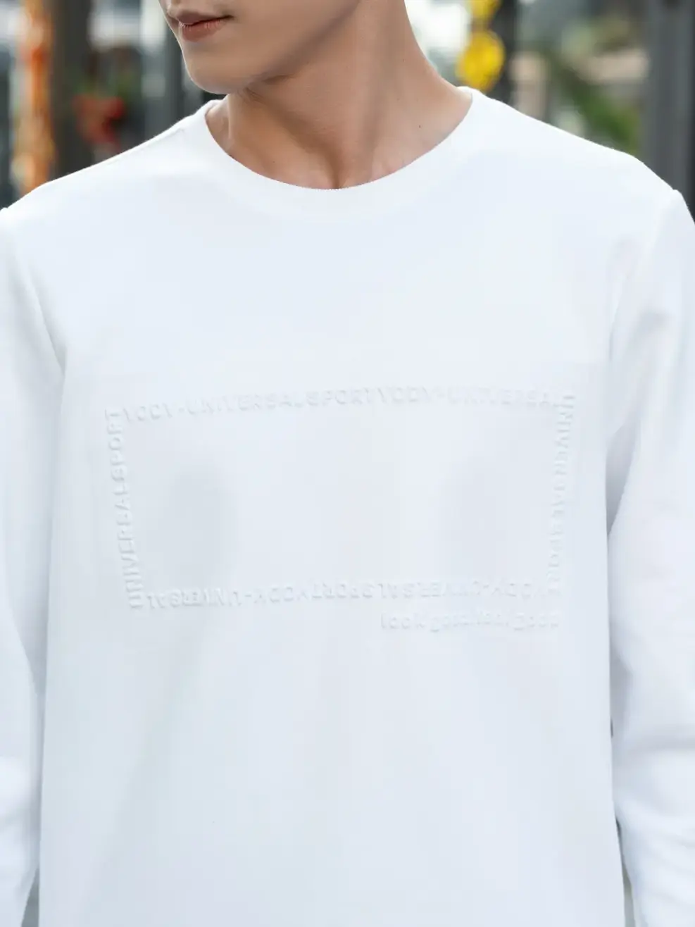 Áo thu đông nam, chất nỉ, ép chữ nổi - Trắng - M