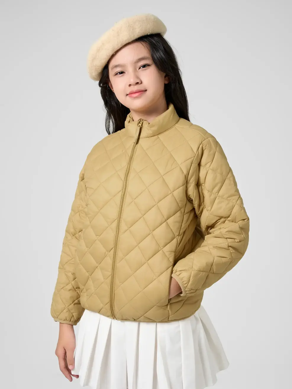 Áo Phao Kid Trần Trám Siêu Ấm - Vàng cát - 8-9