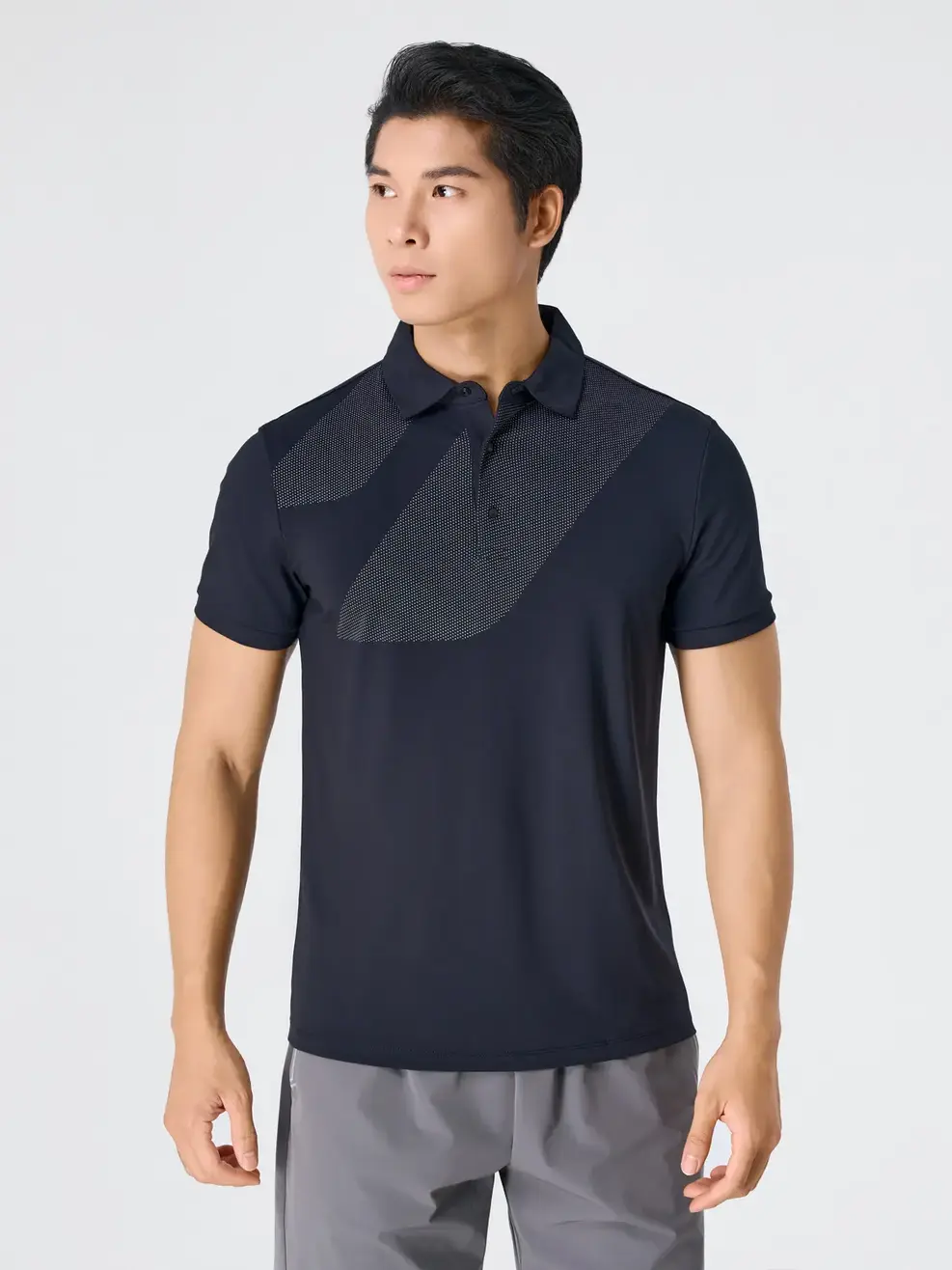 Áo Polo Nam Thể Thao In Hoạ Tiết - ĐEN 002 - S