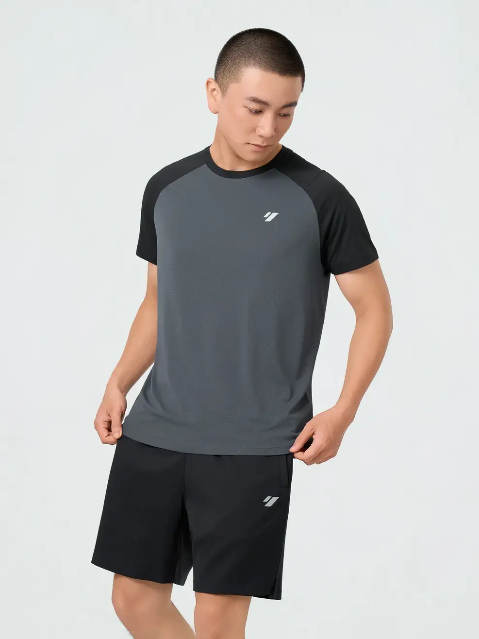 Áo Phông Thể Thao Tay Raglan Phối Màu - Than chì 002 - M