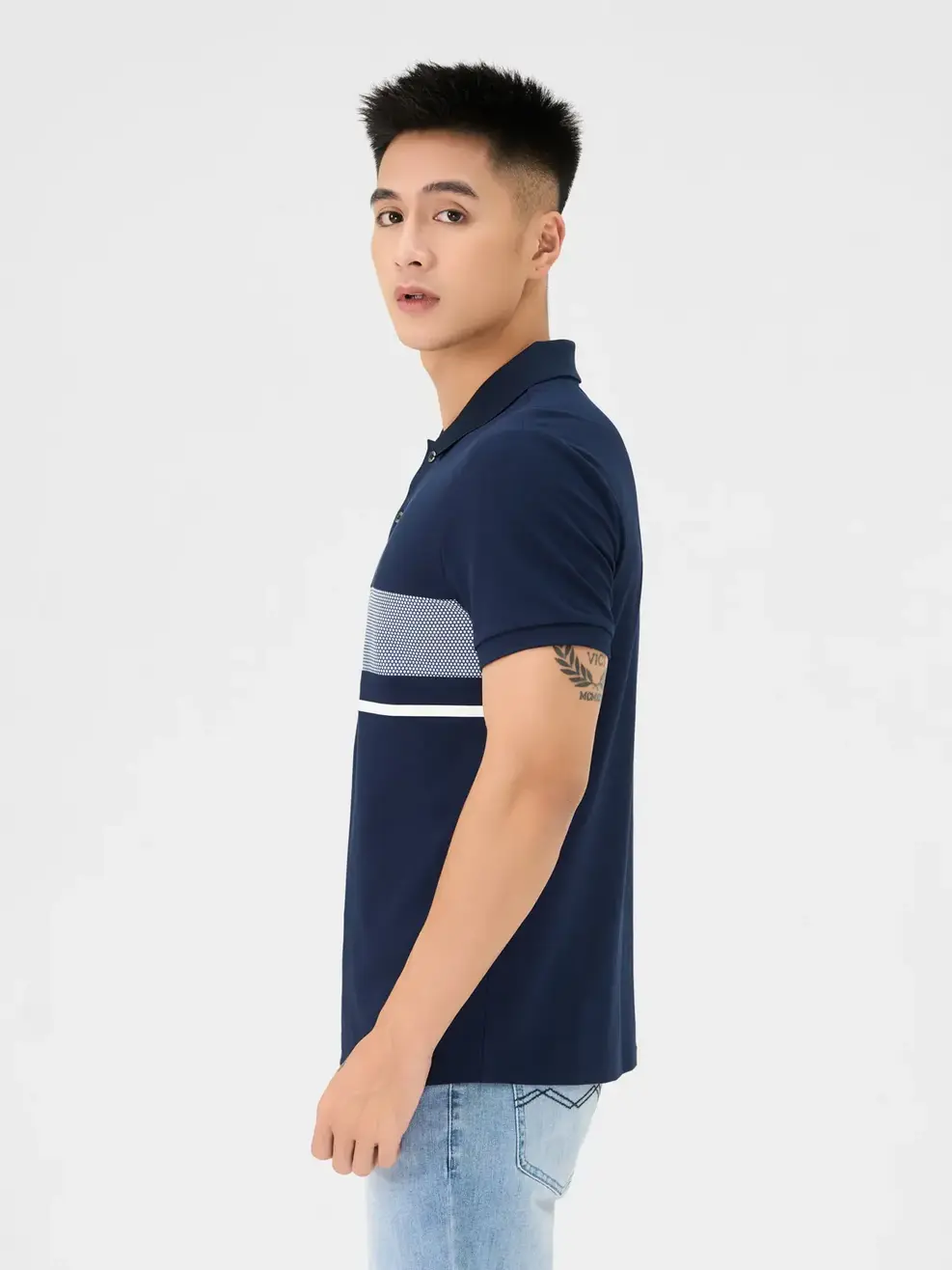 Áo Polo Nam Mắt Chim In Trước Ngực 3d - Navy - M