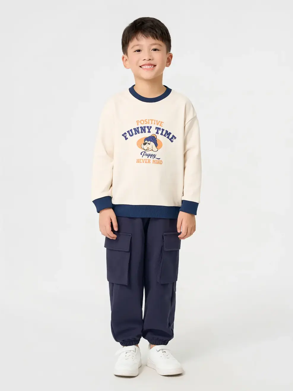 Áo Nỉ Cổ Tròn Funny Time - Tím Than 006 - 104