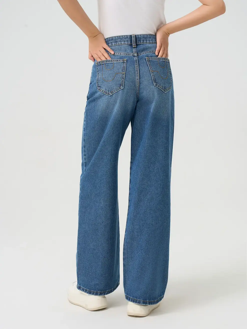 Quần Jeans Wide Leg Đường Can Chéo - Màu chàm 002 - 30