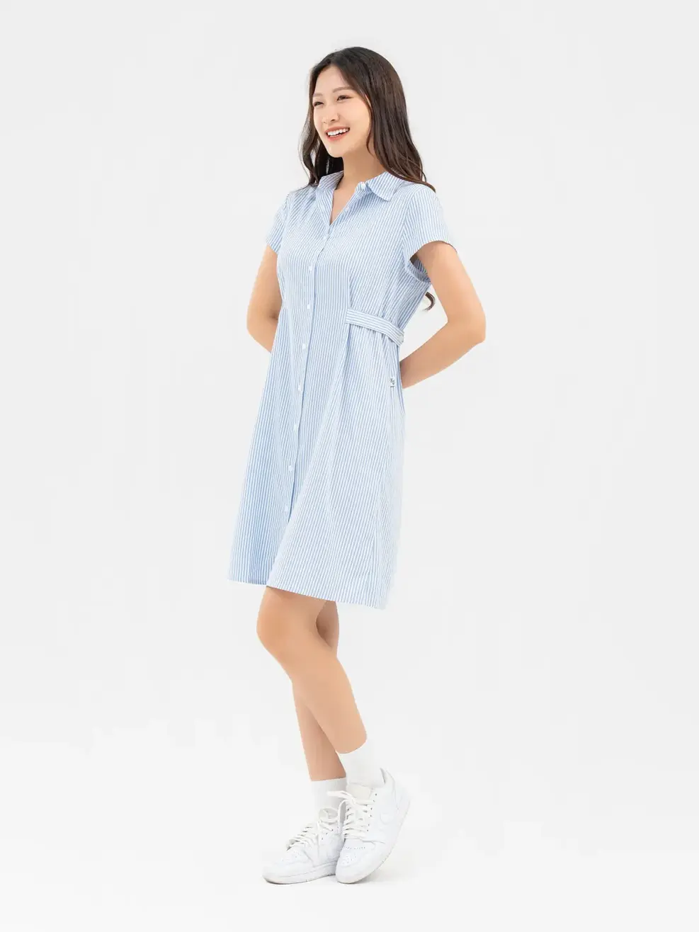 Váy Nữ Sơmi Kẻ - Kẻ Xanh - S