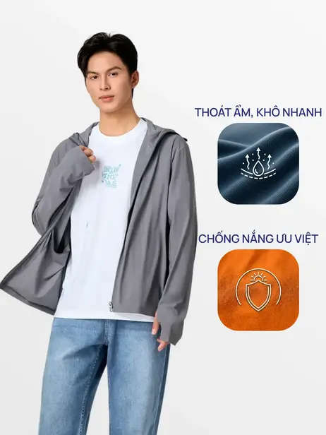 Áo Khoác Chống Nắng thời trang mũ liền