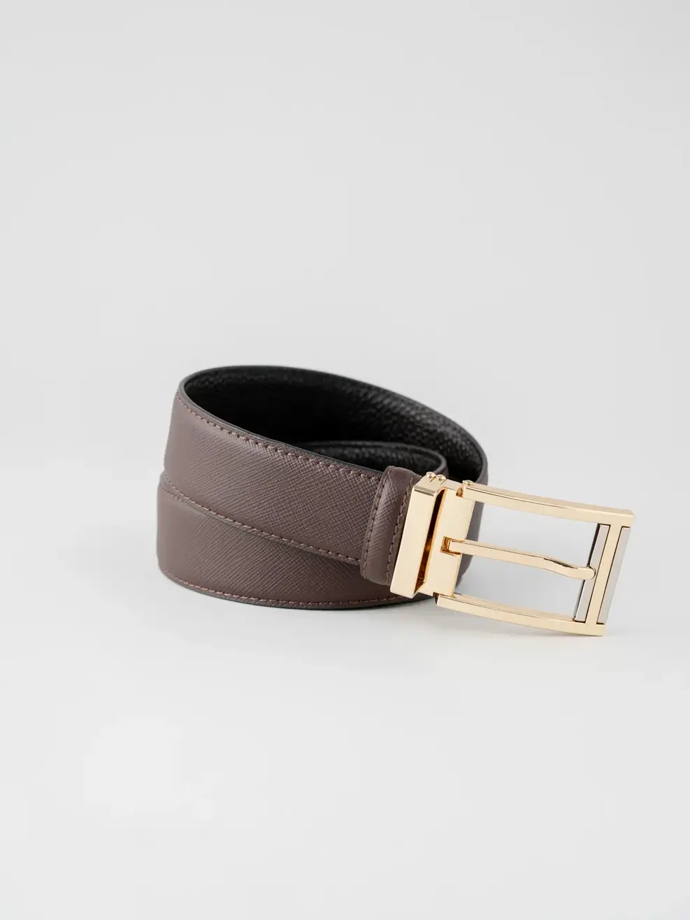 Thắt Lưng Nam Khoá Cài Kim Loại Viền Vuông - Nâu - 115