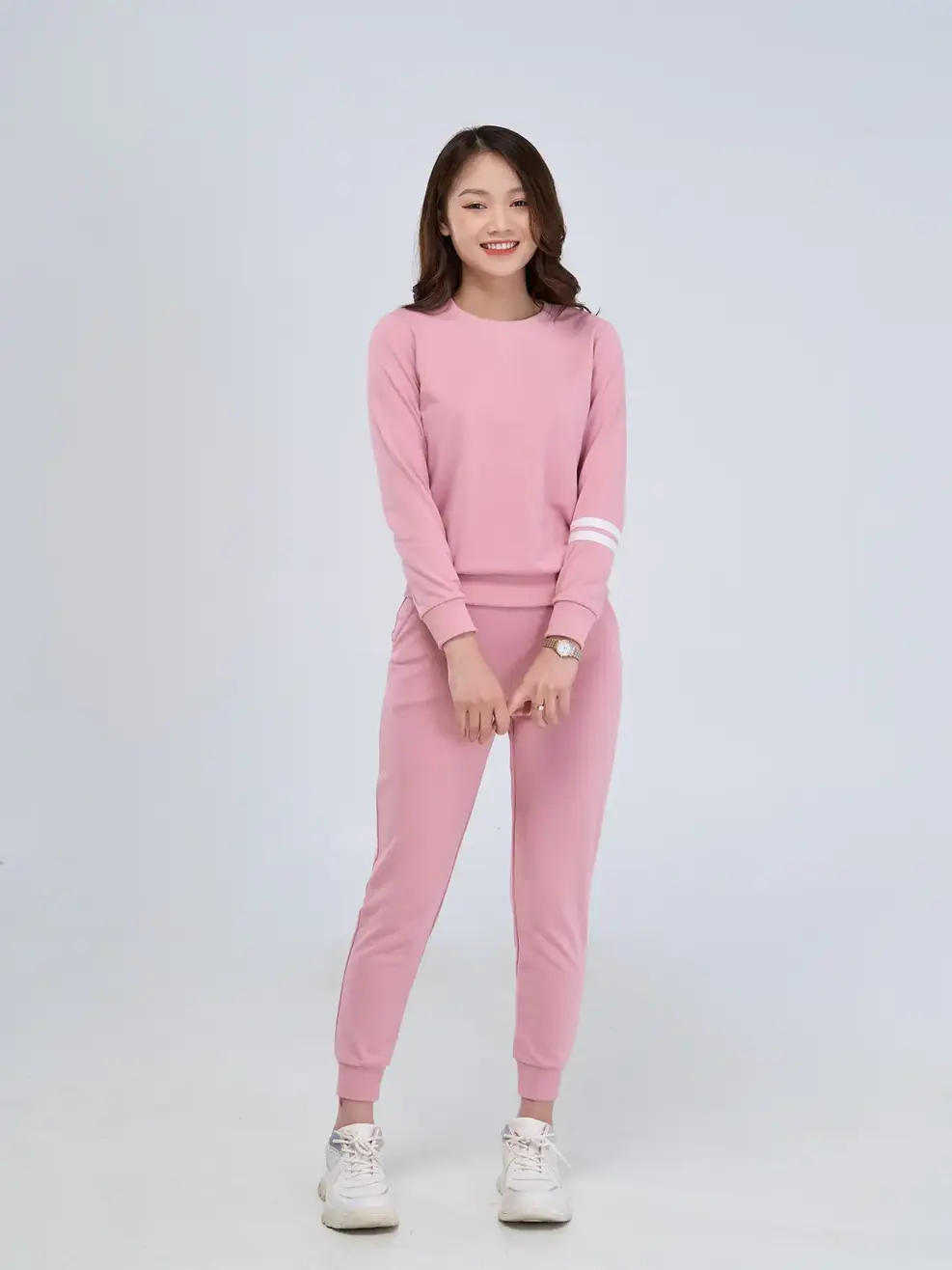 Bộ da cá phối bo - Hồng - L