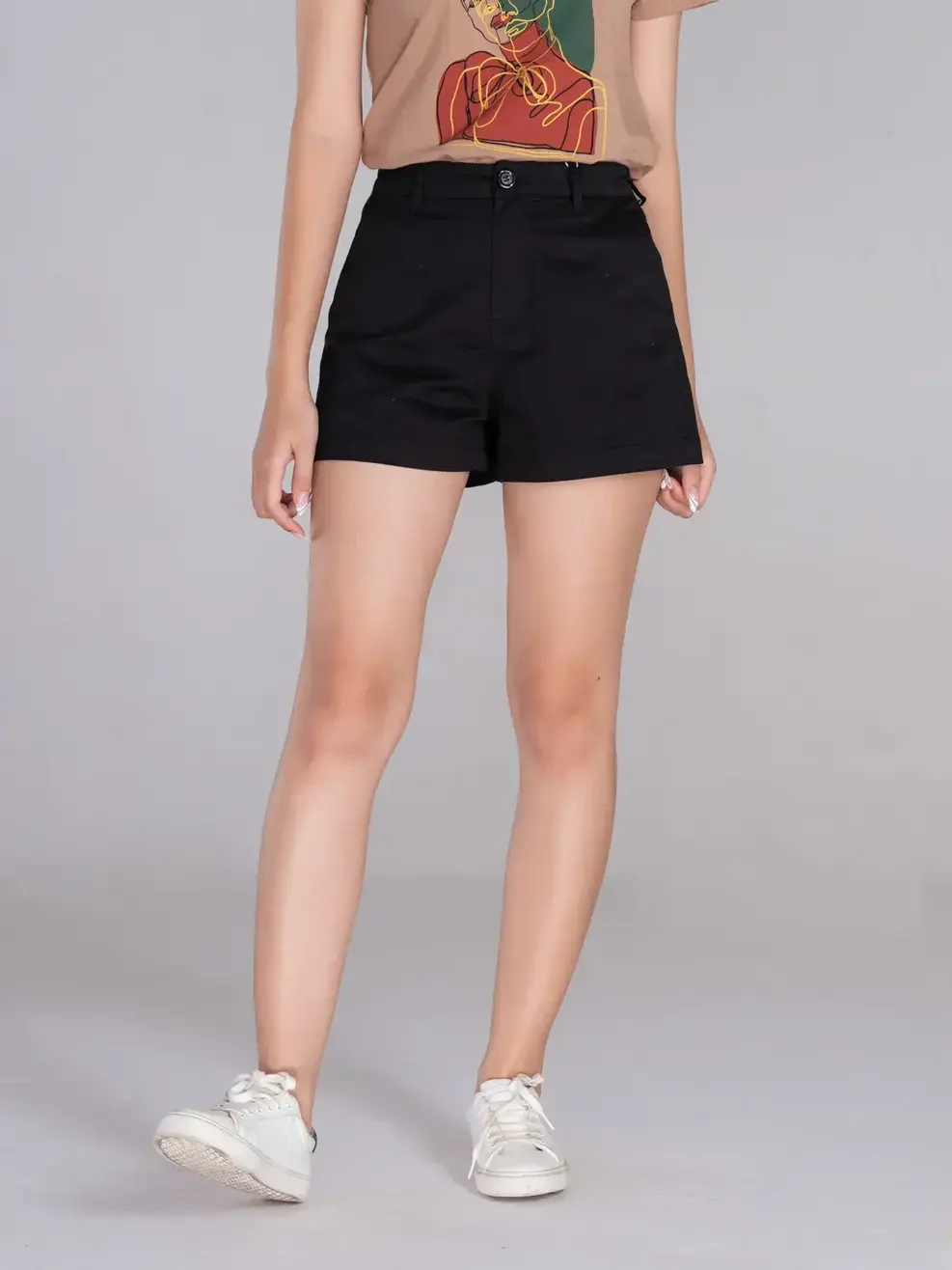 Quần Shorts Khaki Suông Trơn (SJN4022) - Đen 001 - 25