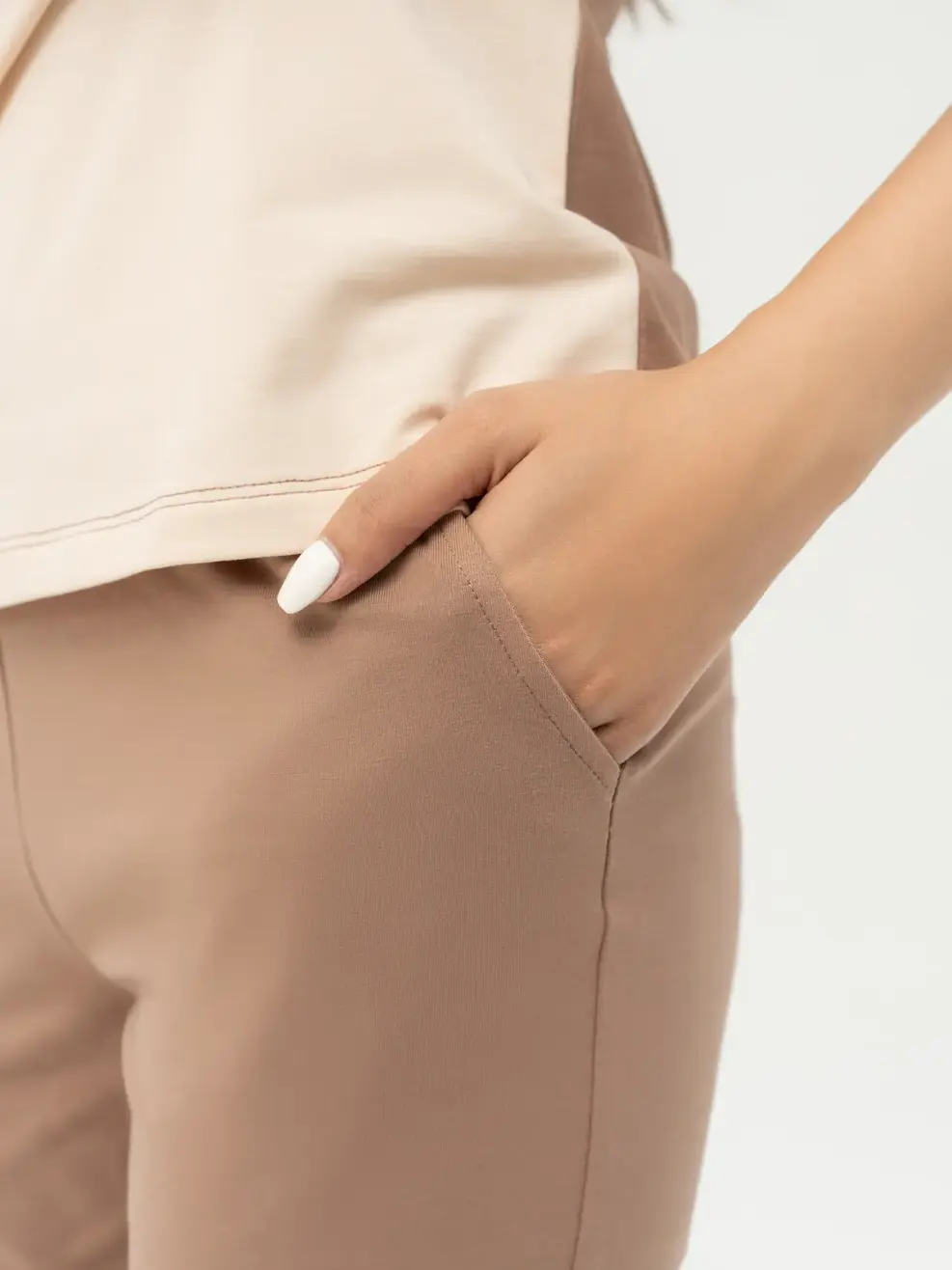 Đồ Bộ Nữ Phối Tay Thêu Gấu - Nâu be - S