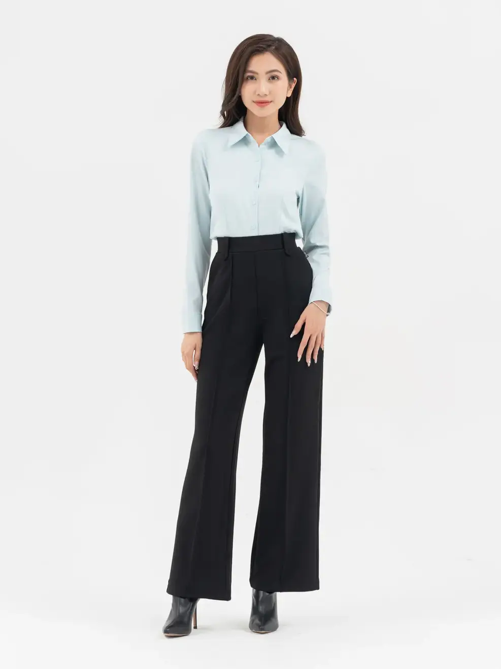 Quần Âu Nữ Suông Siêu Co Giãn - Đen - S