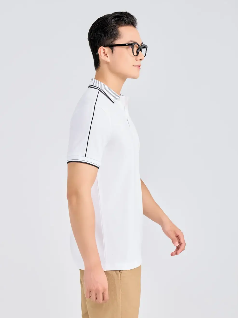 Polo Nam Bo Kẻ - Trắng. - 3XL