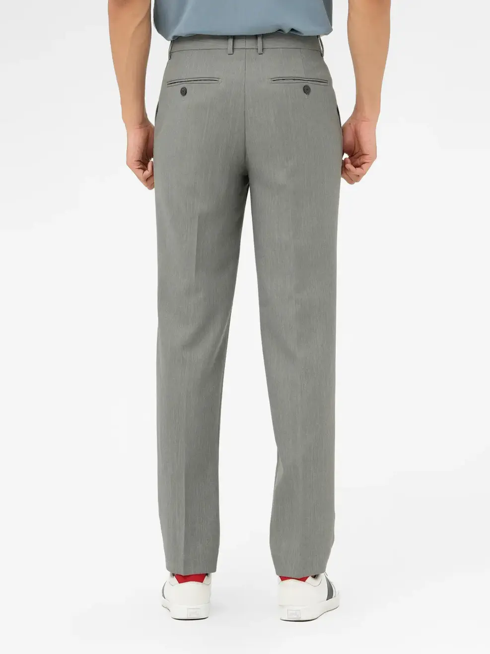 Quần Âu Nam Nano Melange Slim Fit - Ghi - 29