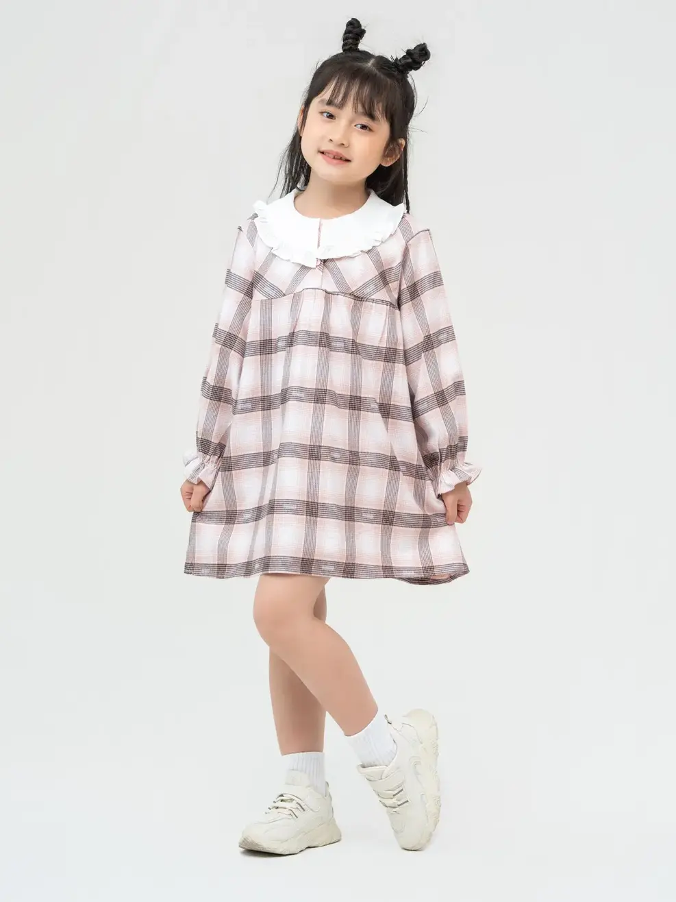 Váy Kid Nữ Phối Cổ Kẹp Bèo - Hồng - 2