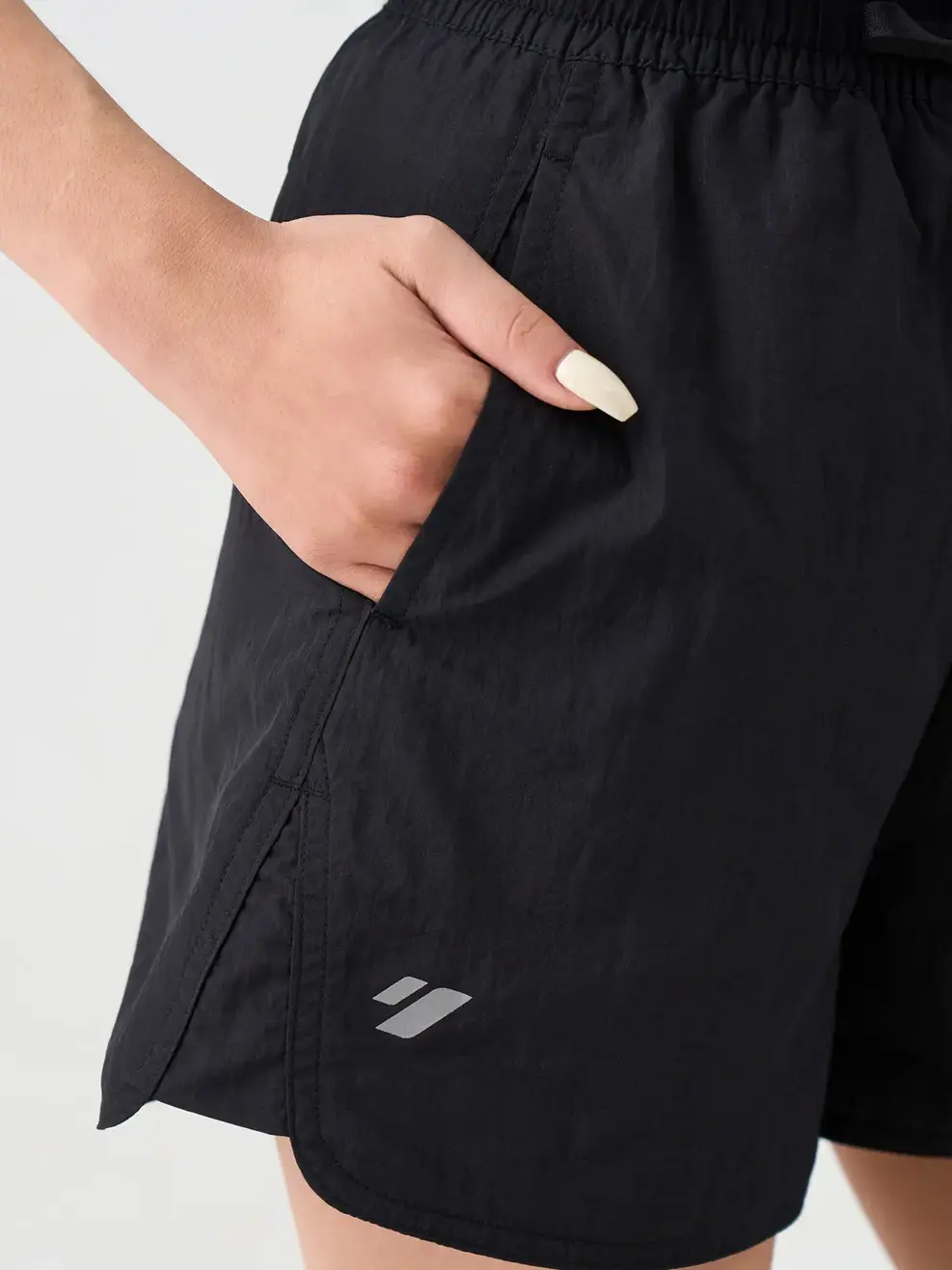 Quần Shorts Nữ thể thao lưng cao vải gió - ĐEN 002 - S