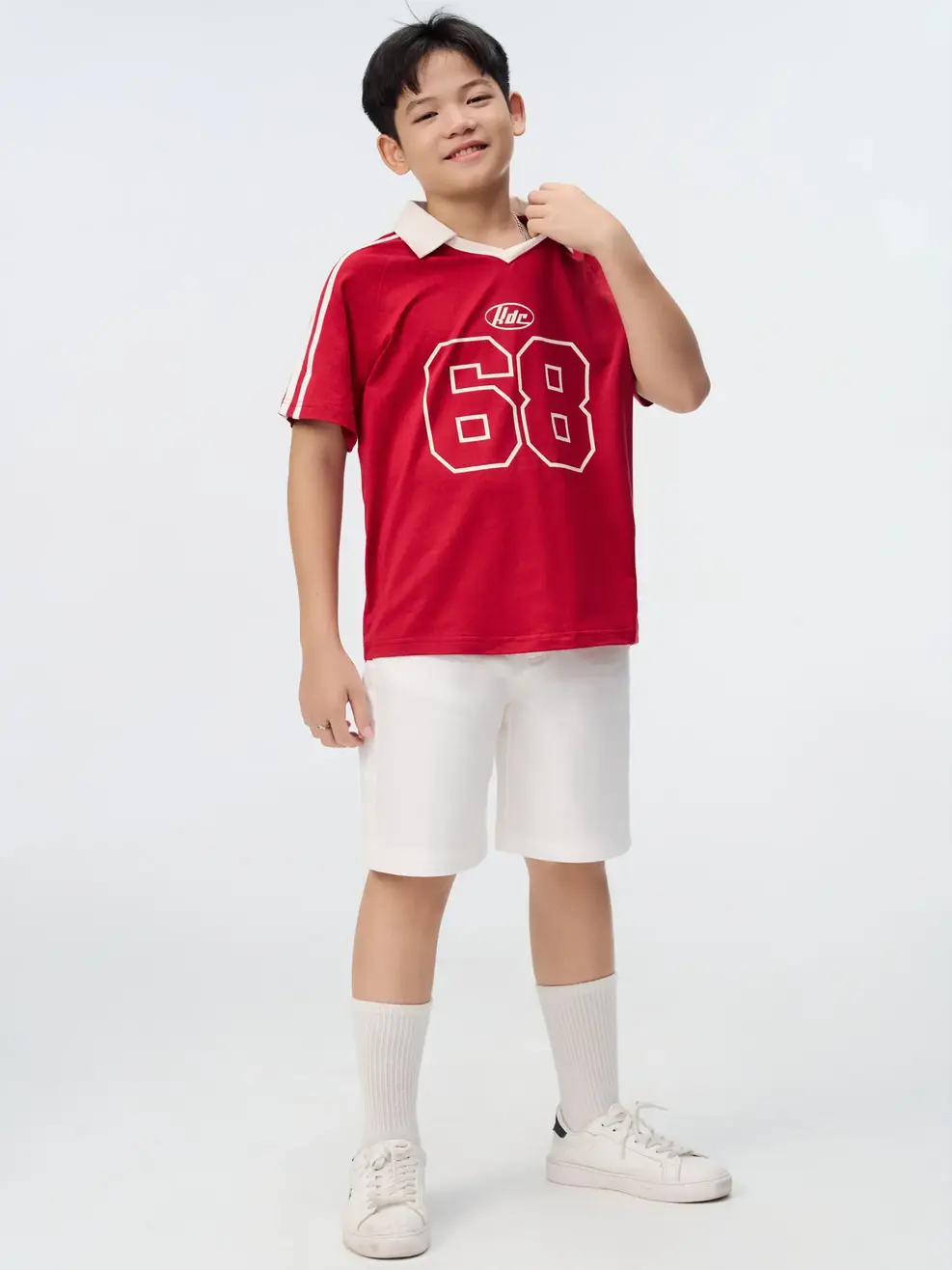 Áo Polo Teen Form Relax Tay Raglan - Đỏ 026 - 140