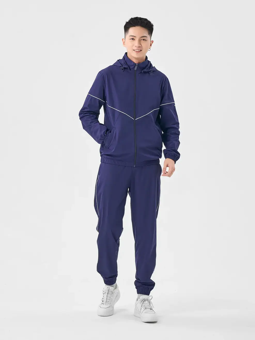 Bộ Đồ Thể Thao Nam Gió Phối Sọc - Navy 2 - M