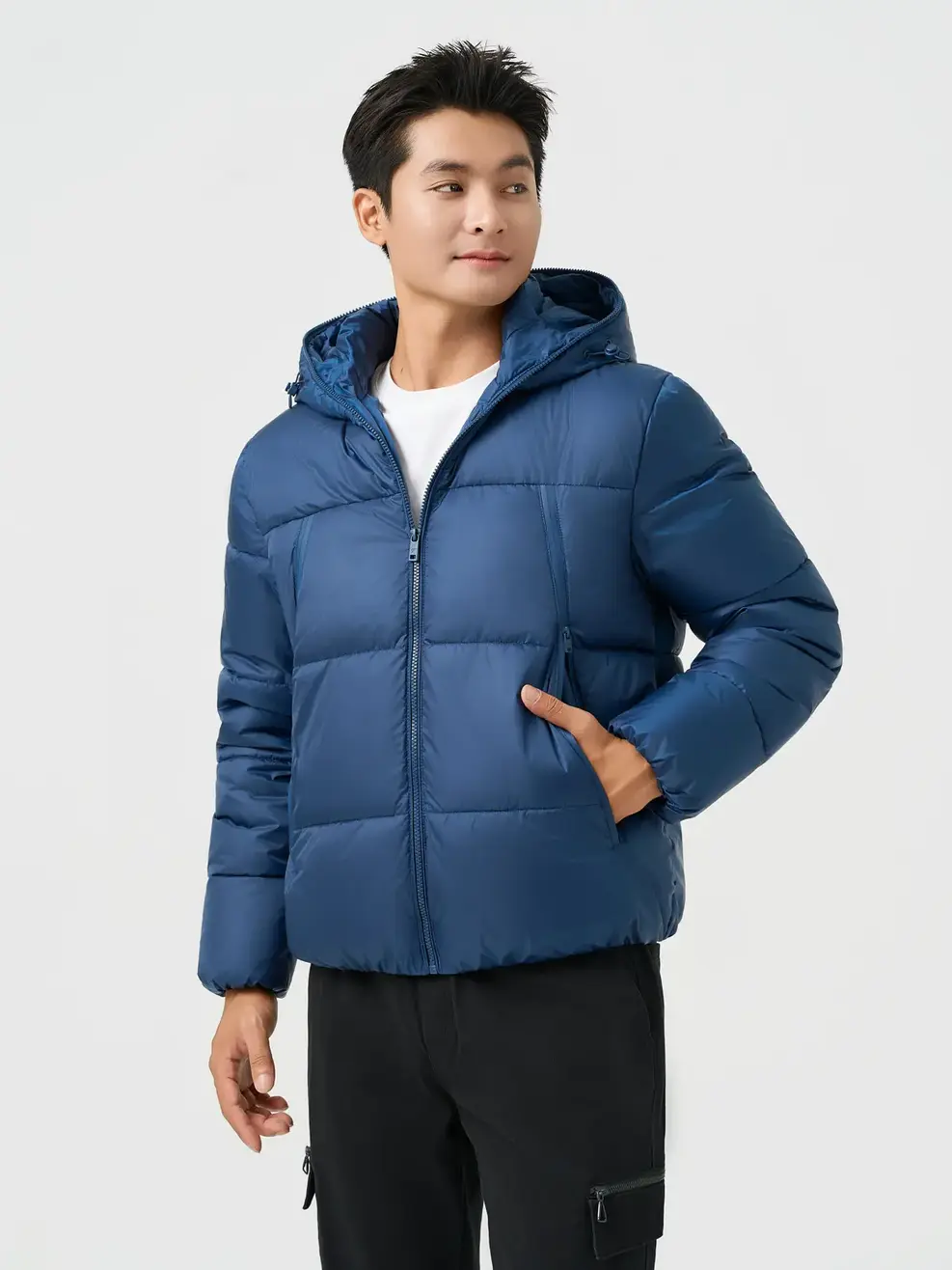 Áo Phao VIP Nam Mũ Liền Kéo Khóa Siêu Ấm - Tím Than 006 - M