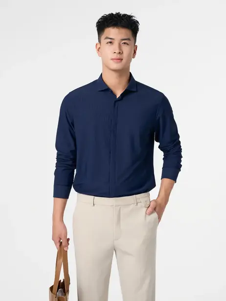 Sơ Mi Dài Tay Nam Knit Tay Kiểu