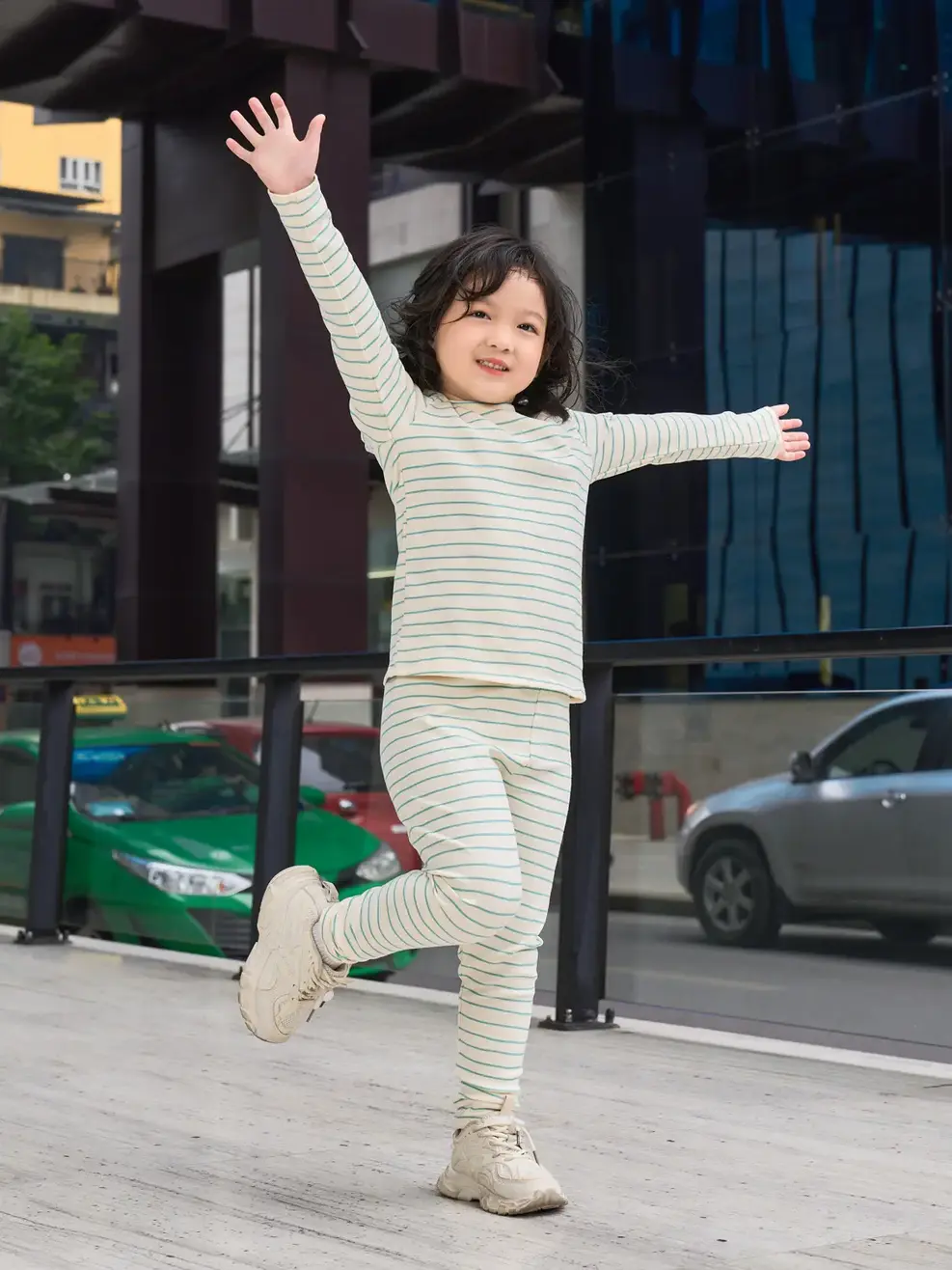 Bộ đồ kid kẻ gợn sóng - Kẻ be - 6