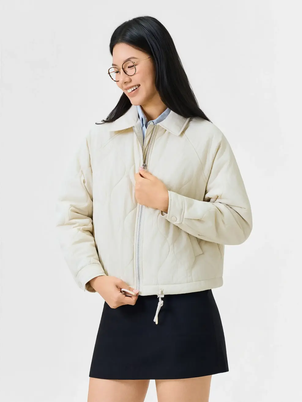 Áo Phao Nữ Bomber Cổ Bẻ - Xám 218 - S