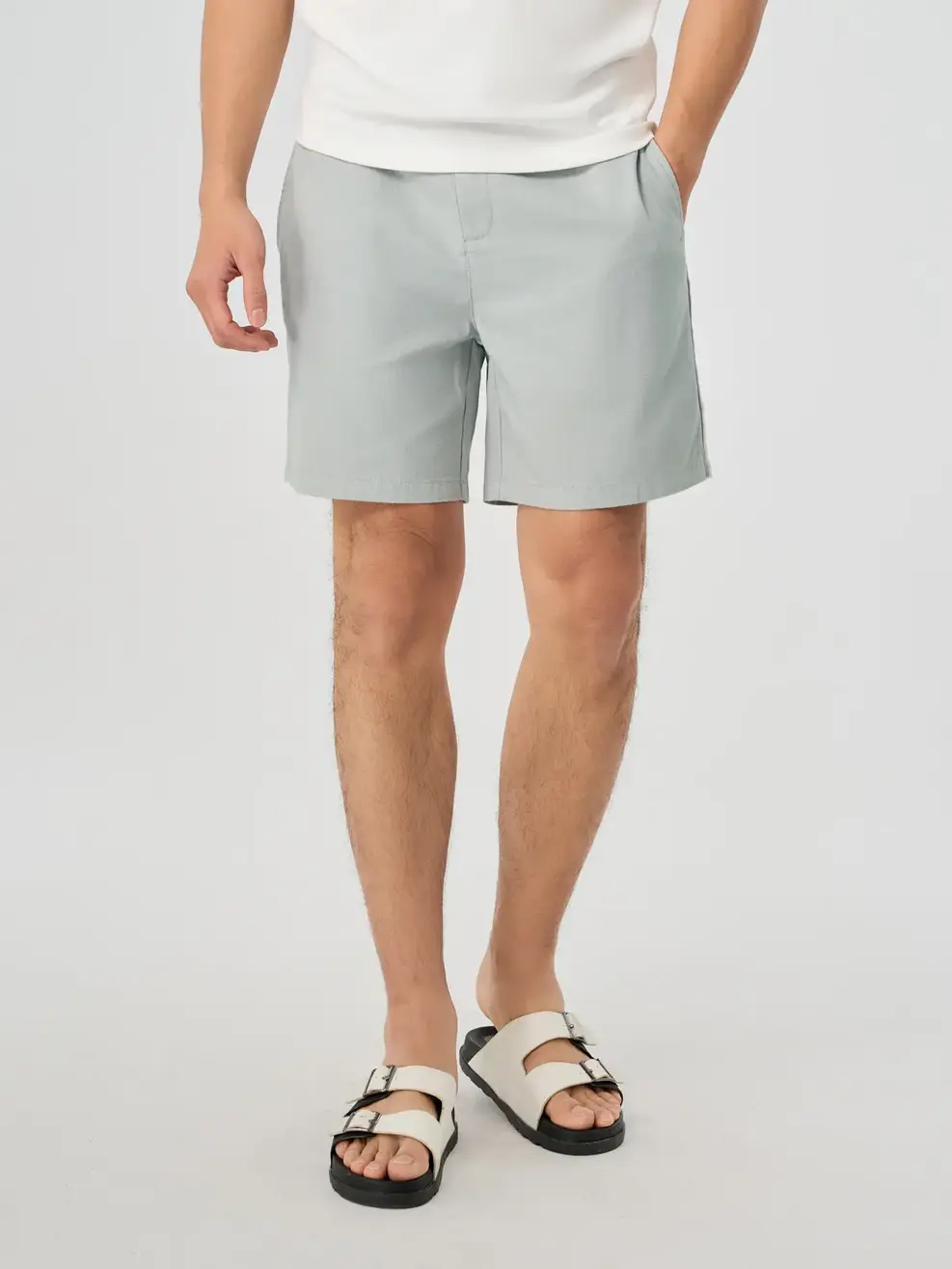 Quần Shorts Đũi Cạp Chun Cúc - Xám 039 - 29