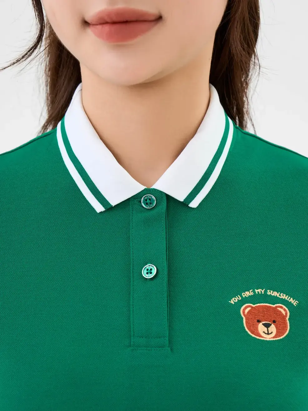 Đầm Polo Nữ Sorona Thêu Gấu - Xanh Lá - S