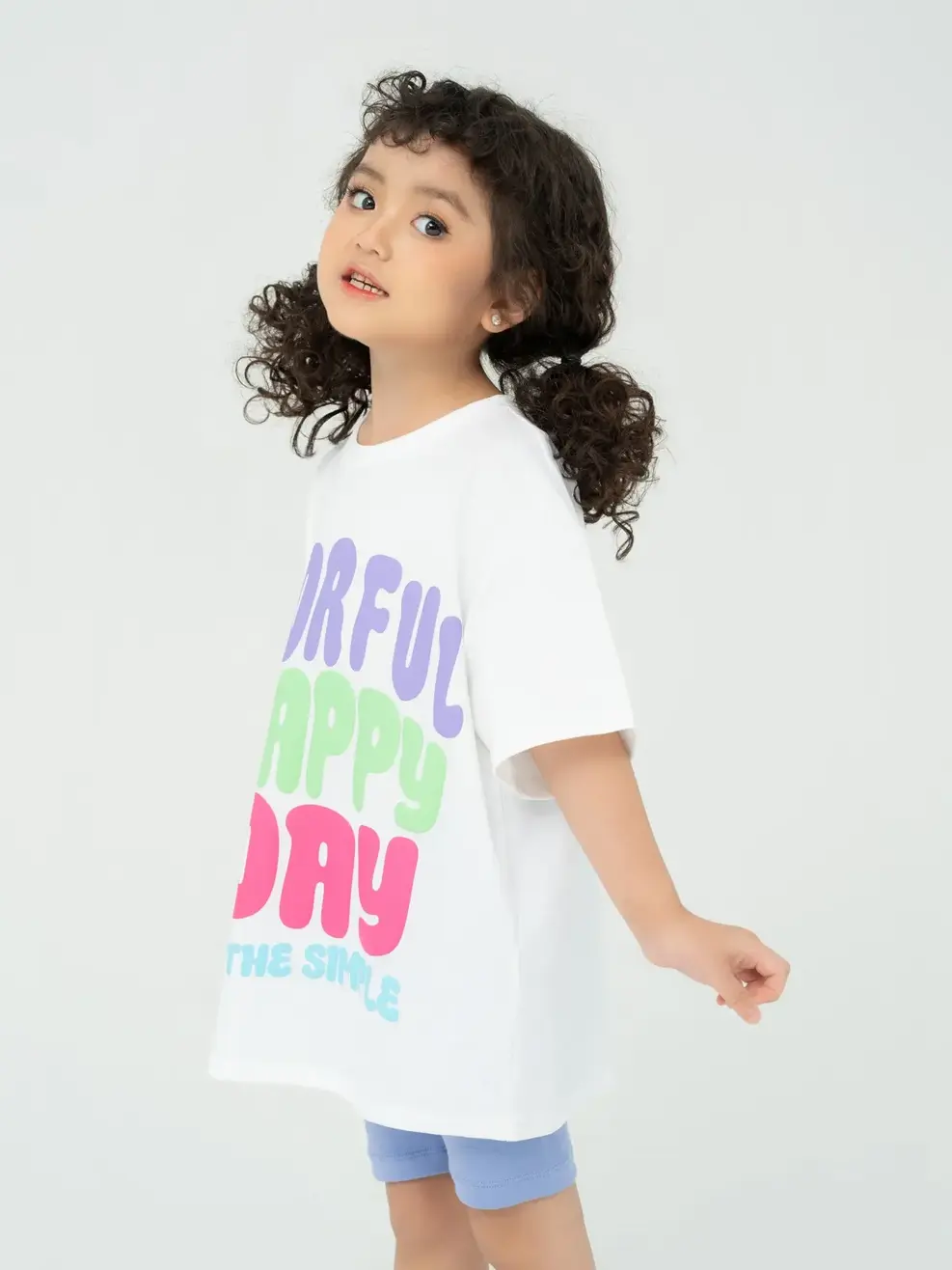 Đồ Bộ Kid Áo Rộng Quần Leging - Trắng tím - 2