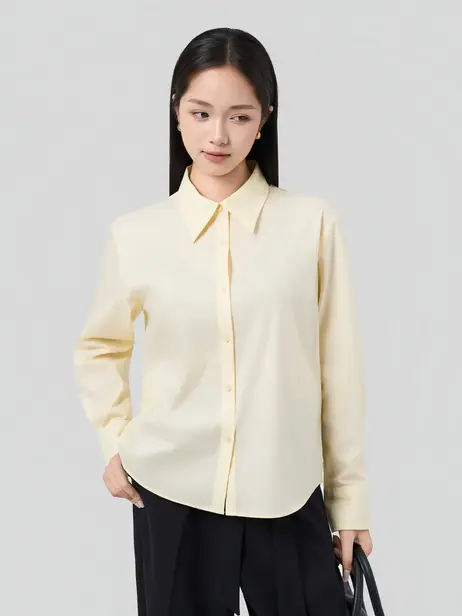 Áo Sơ-mi Nữ relax fit cotton blend essential