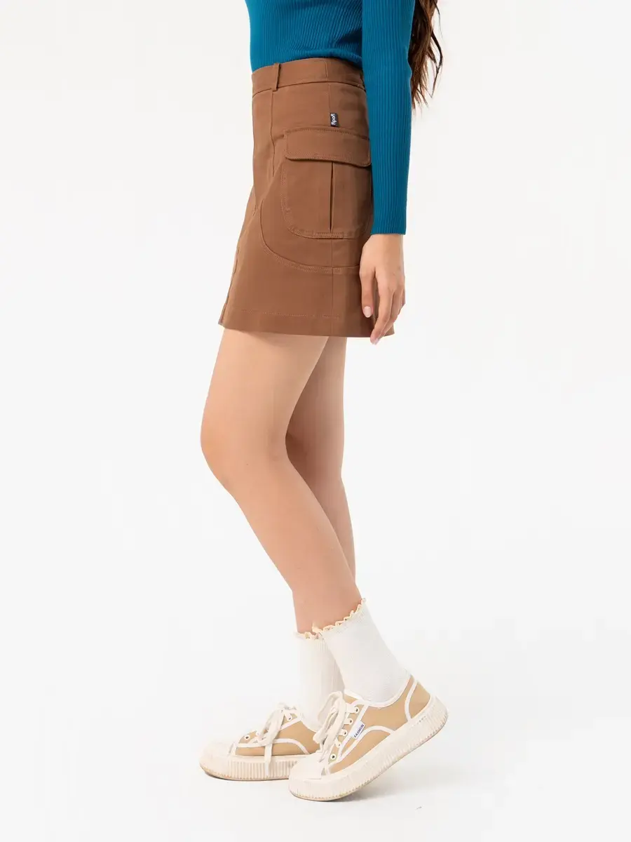 Chân Váy Nữ Dáng A Túi Hộp - Nâu - S