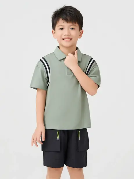 Áo Polo Bé Trai Phối Dây Dệt