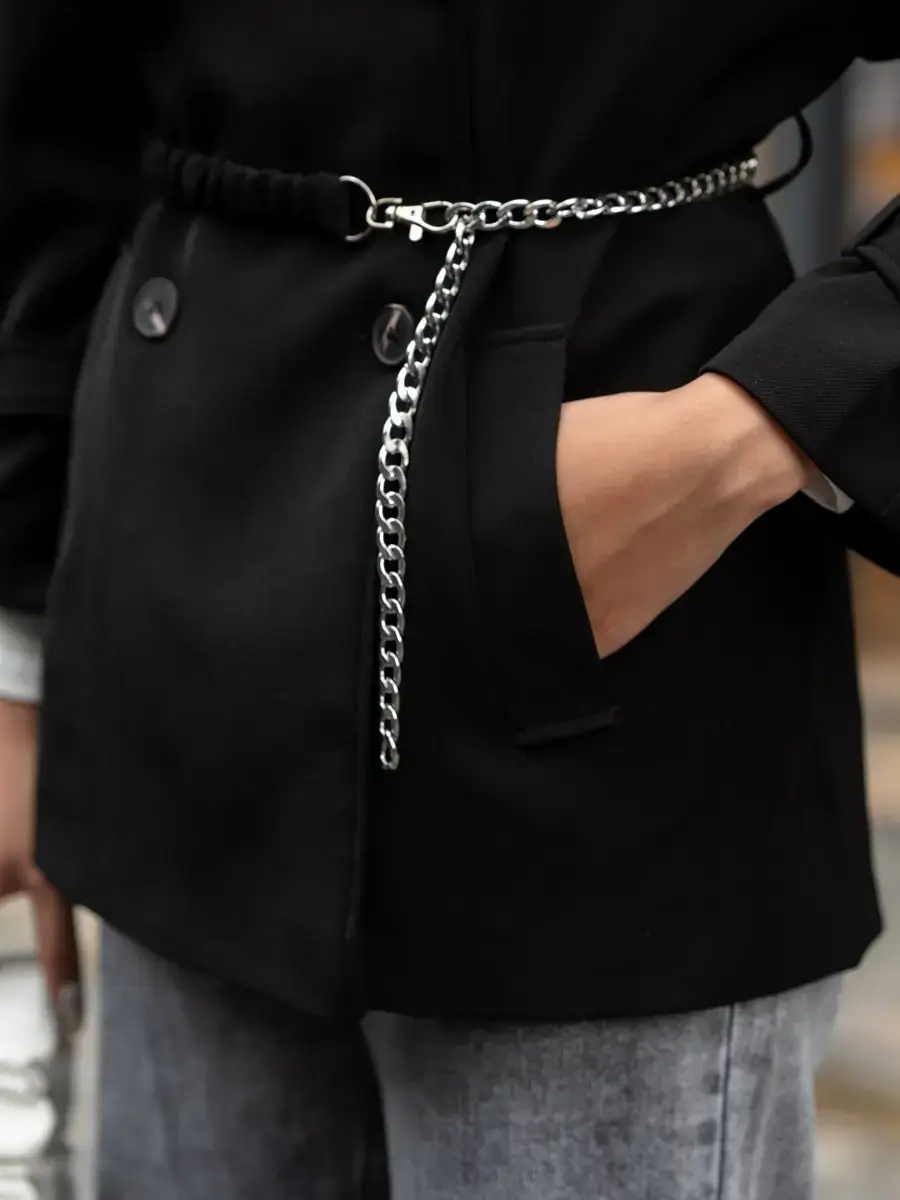 Áo Khoác Ngắn Cá Vai - Đen - S