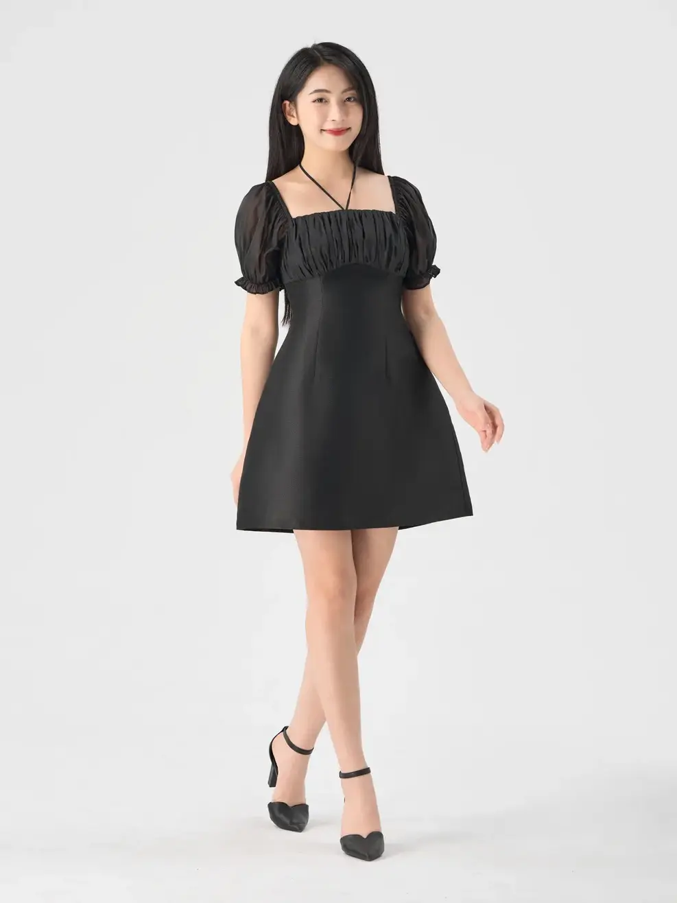 Đầm Tiệc Nữ Nhún Ngực - Đen - S