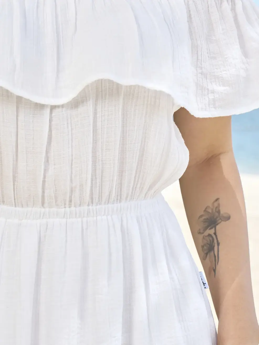 Váy maxi trễ vai - Trắng - S