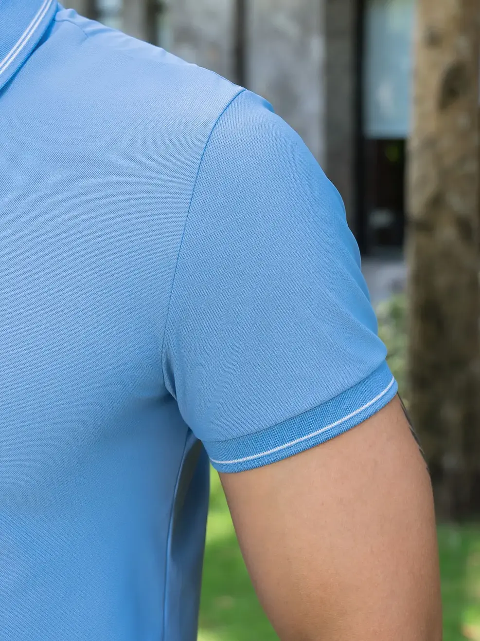 Áo polo nam airycool phối nẹp - Xanh lơ - L