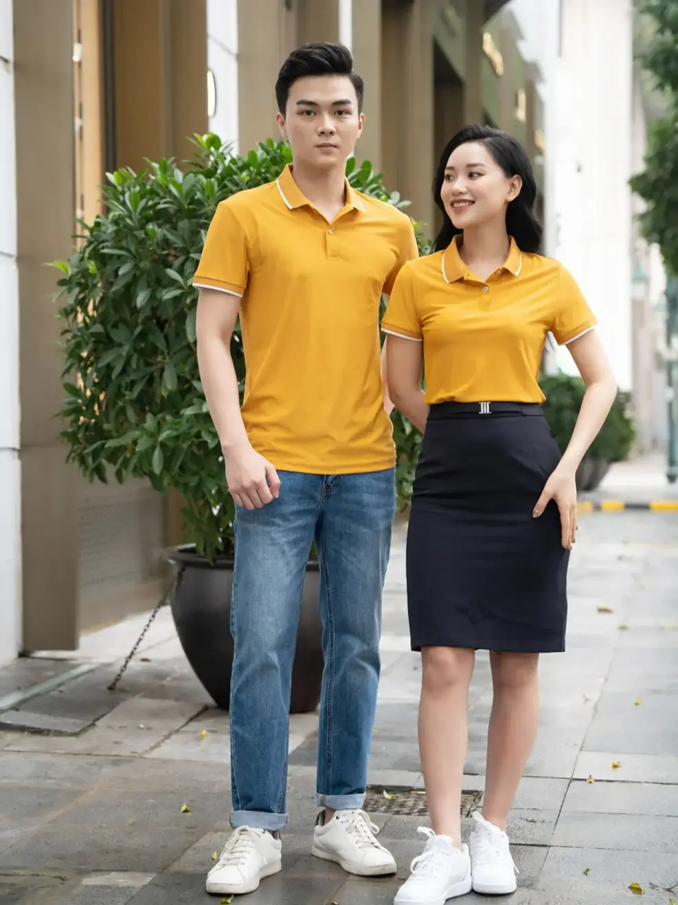 Áo Polo nữ Airycool bo quả trám - Vàng - S