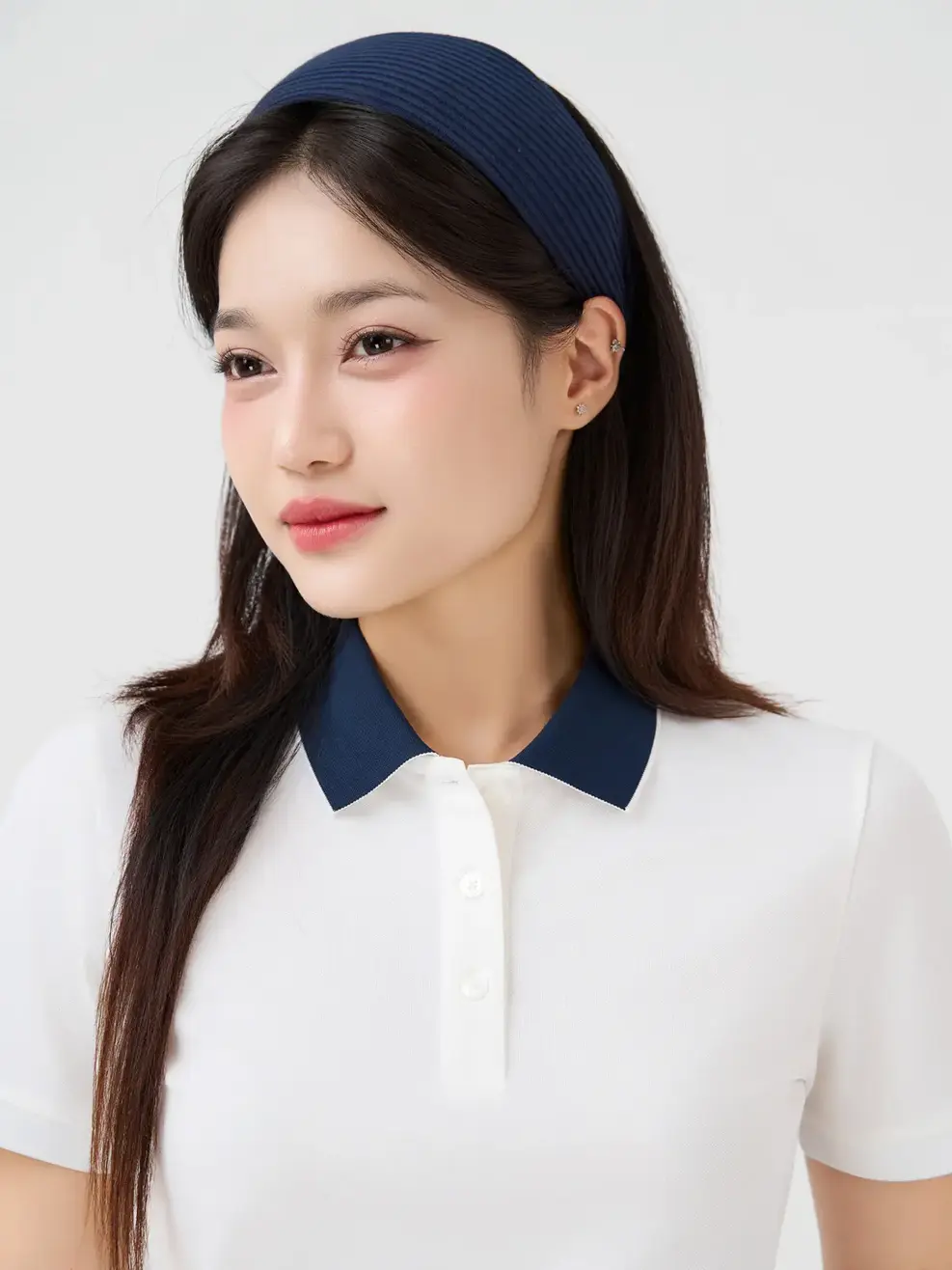 Áo Polo Nữ Ngắn Tay Cổ Phối Bo - Trắng 001 - S