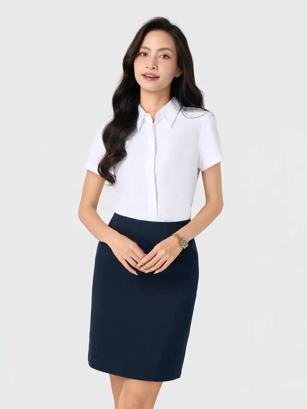 Áo Sơ-mi Ngắn Tay Nano Slim Fit Essential - Trắng 001 - S
